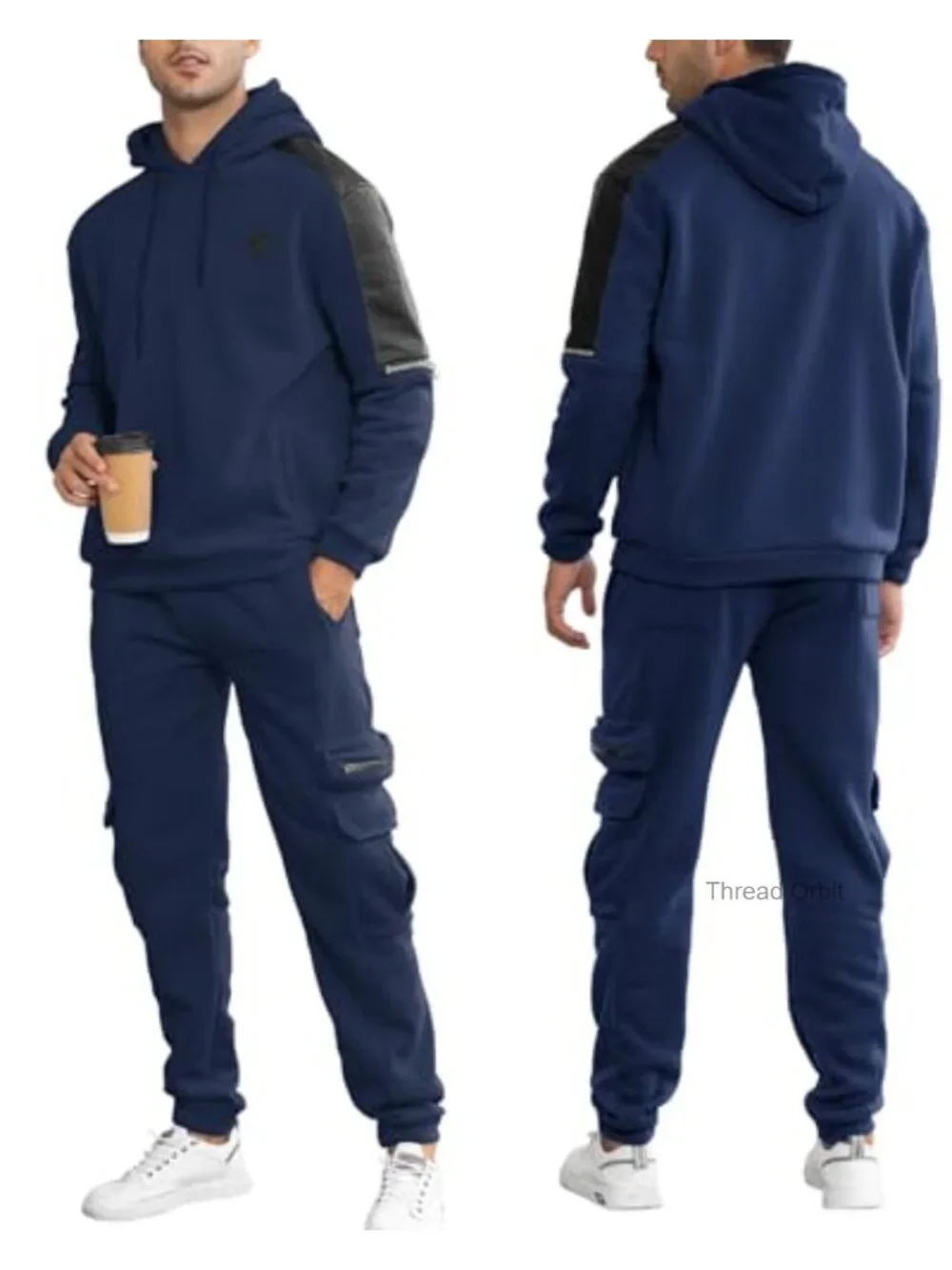 Men's 2 Piece Tracksuit Sweatsuit Athletic Jogging Set Pullover Hoodie Long